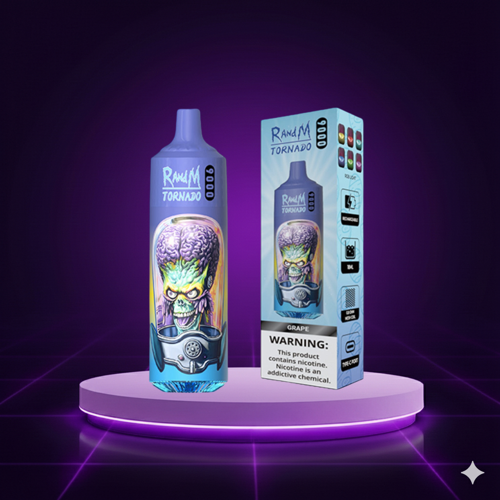 Jednorazówki - E papieros - Polska - RAndM - Tornado - 9K - Grape - Najtańsze